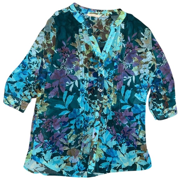 Soft Surroundings Floral Blouse Cami Set Women’s Size Large Tropical Colorful - Picture 4 of 9
